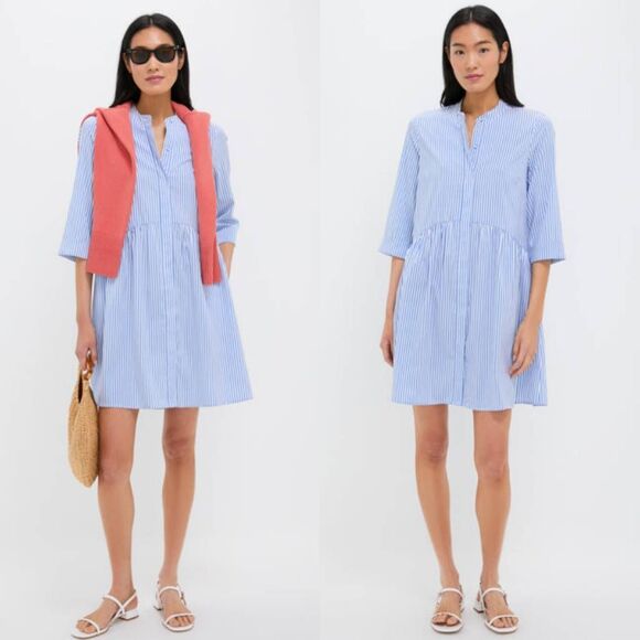 Tuckernuck Blue Stripe Royal Shirt Dress L $148 - Picture 1 of 12